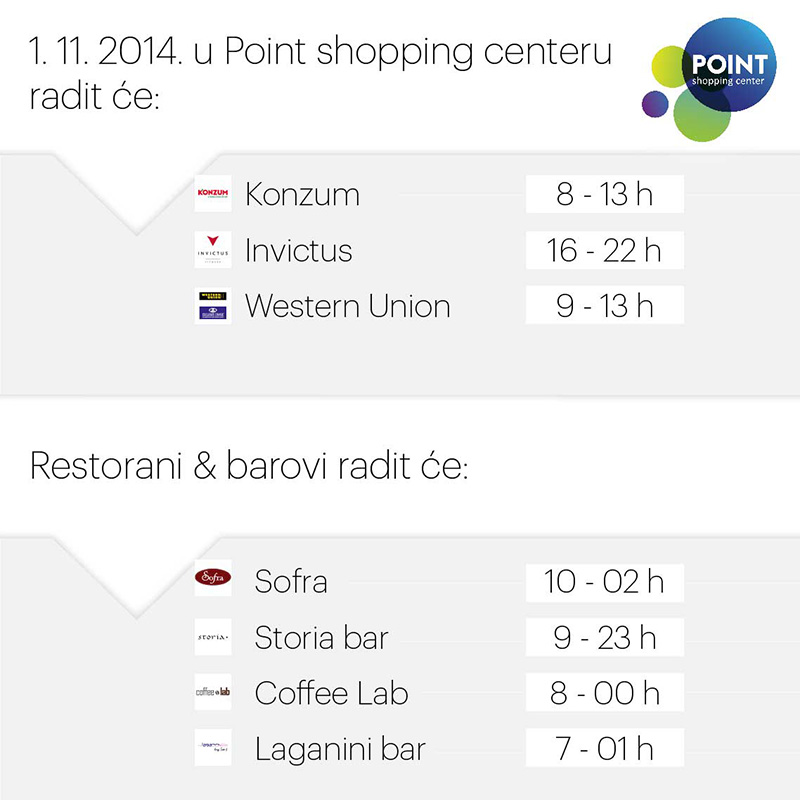 Radno vrijeme 1. studenog