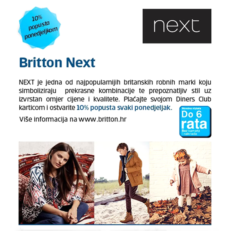 U Nextu ponedjeljkom 10% popusta na plaćanja Diners club karticom